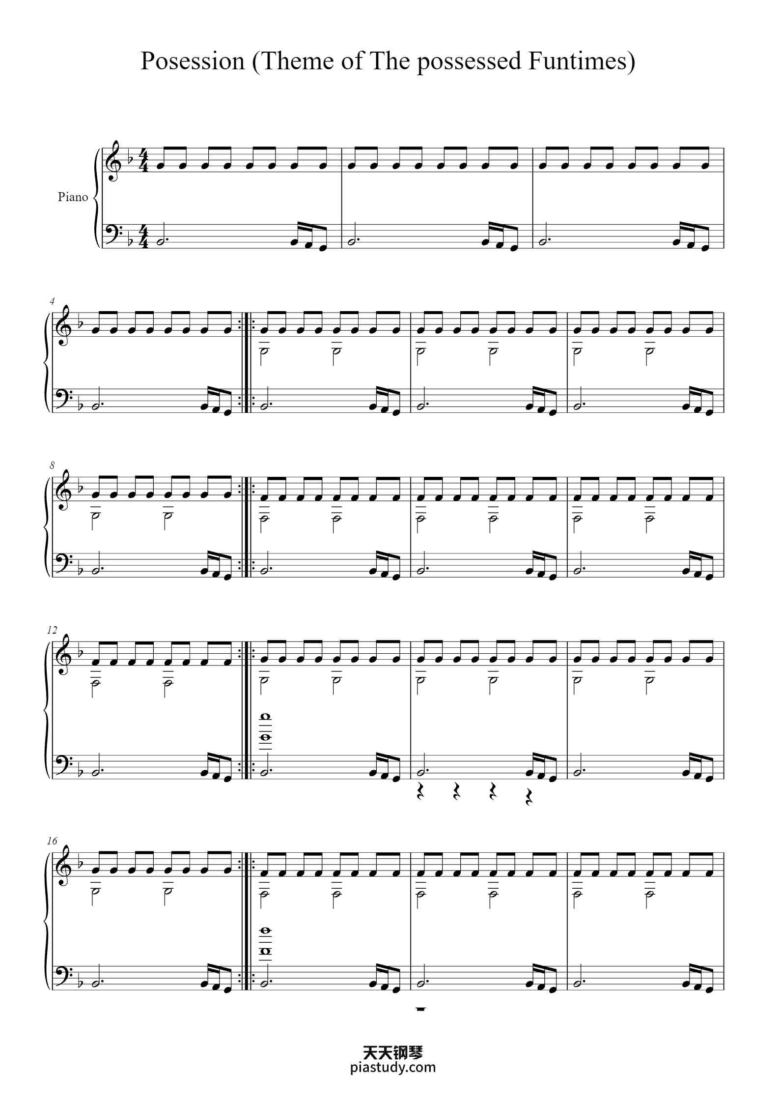 Posession (Theme of The possessed Funtimes)钢琴谱 - Riley Morningstar ...