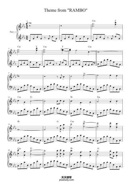 “Theme from "RAMBO"”钢琴谱-Brian Tyler -免费下载-天天钢琴