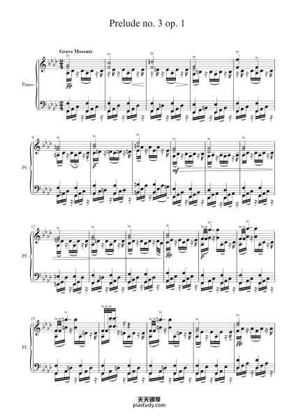 “Prelude No. 3 Op. 1”钢琴谱-cèdre-免费下载-天天钢琴