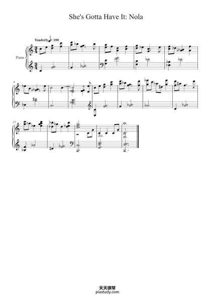 “She's Gotta Have It: Nola”钢琴谱-By Bill Lee Arr. Bruce Hornsby-免费下载-天天钢琴