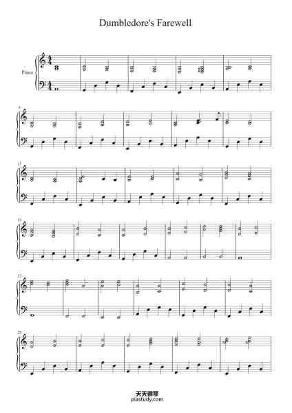 “Dumbledore's Farewell”钢琴谱-Nicolas Hooper
Harry Potter and the Half-Blood Prince
Arr. Thom Hesterman-免费下载-天天钢琴