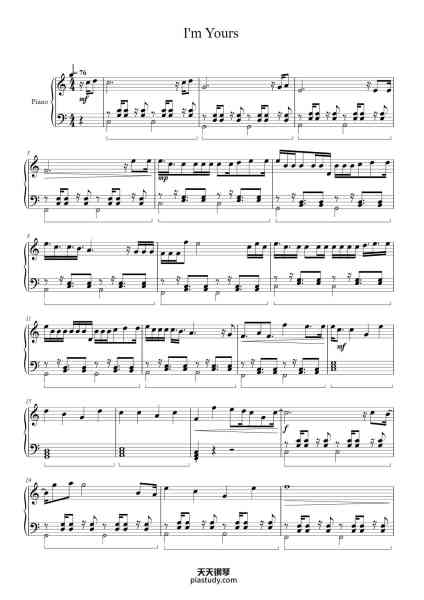 “I'm Yours”钢琴谱-Jason Mraz-免费下载-天天钢琴
