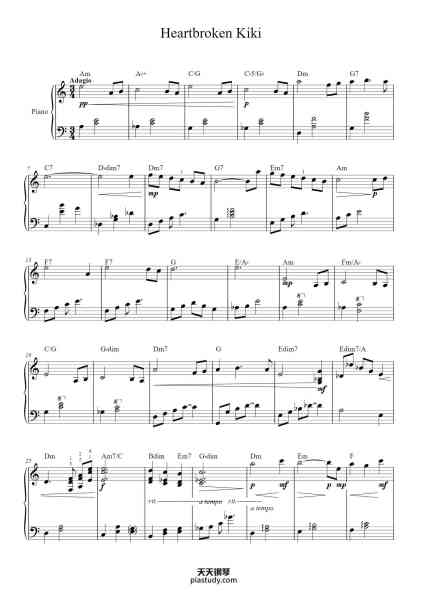 “Heartbroken Kiki”钢琴谱-Joe Hisaishi-免费下载-天天钢琴