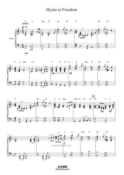 “Hymn to Freedom”钢琴谱-Oscar Peterson -免费下载-天天钢琴