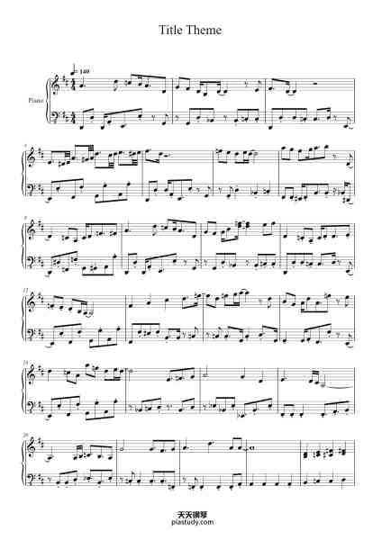 “Title Theme”钢琴谱-Composed by: Asuka Hayazaki-免费下载-天天钢琴