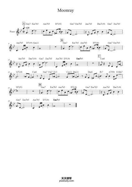 “Moonray”钢琴谱-Artie Shaw, Paul Madison and Arthur Quenzer-免费下载-天天钢琴