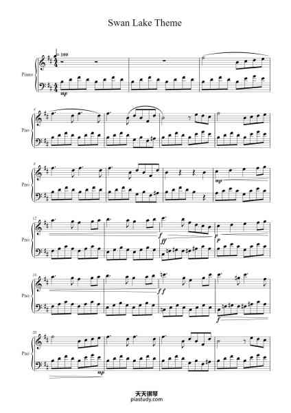 “Swan Lake, Op. 20: Scene (Lake in the Moonlight)”钢琴谱-Pyotr Ilyich Tchaikovsky-免费下载-天天钢琴