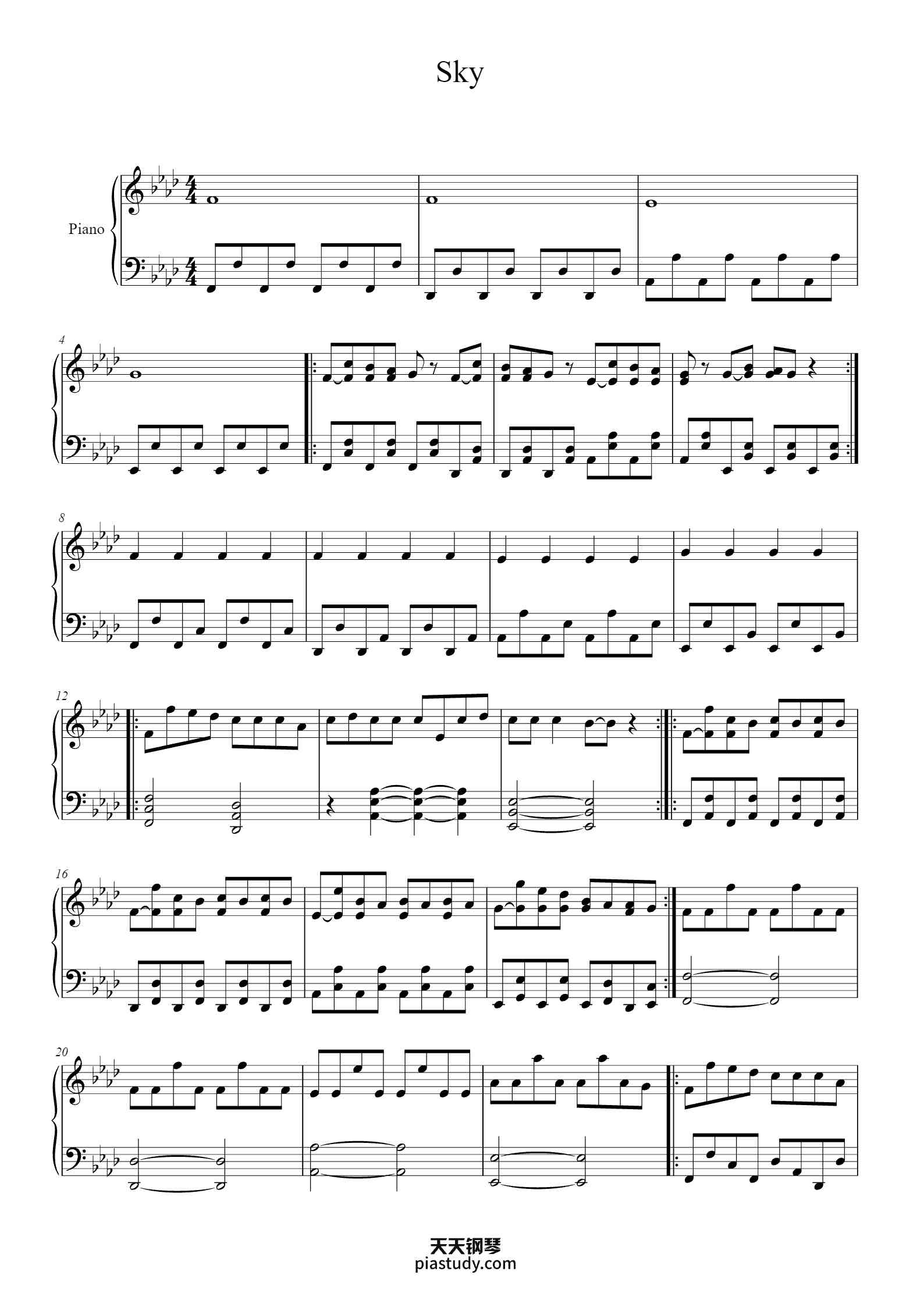'Sky' - Piano Sheet Music By simon | TOPiano