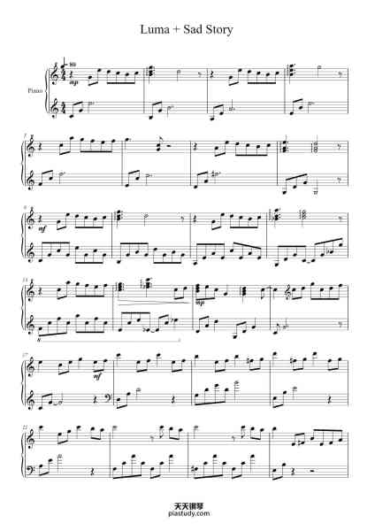 “Luma + Sad Story – Super Mario Galaxy”钢琴谱-Mahito Yokota-免费下载-天天钢琴