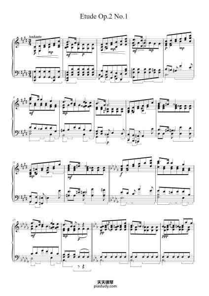 “Étude Op. 2 No. 1”钢琴谱-Alexander Nikolayevich Scriabin-免费下载-天天钢琴