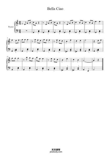 “Bella Ciao”钢琴谱-Besteci / Aranjör-免费下载-天天钢琴