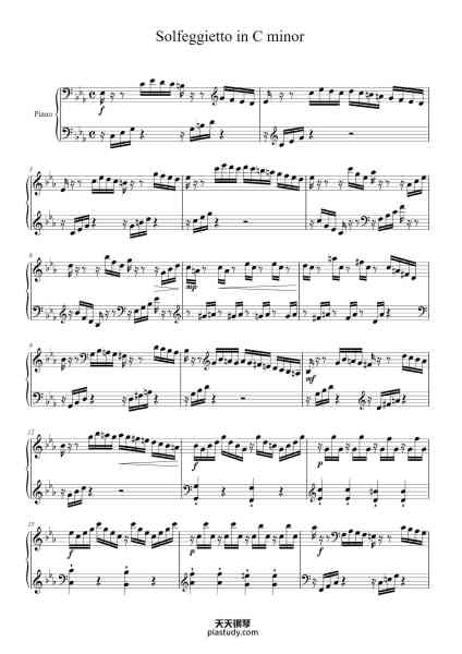 “Solfeggietto in C Minor, H 220, Wq. 117:2”钢琴谱-Carl Phillip Emanuel Bach-免费下载-天天钢琴