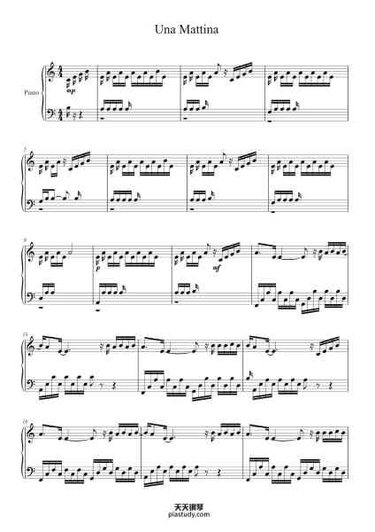 “触不可及主题曲 Una mattina”钢琴谱-Ludovico Einaudi-免费下载-天天钢琴