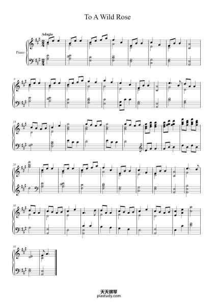 “To a Wild Rose”钢琴谱-MacDowell-免费下载-天天钢琴