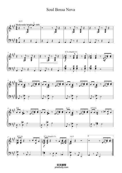 “Soul Bossa Nova”钢琴谱-Music by Quincy Jones-免费下载-天天钢琴
