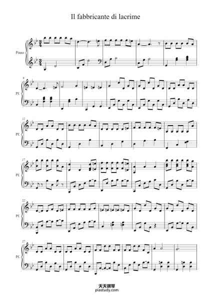 “Il fabbricante di lacrime - Rigel's theme”钢琴谱-Andrea Farri-免费下载-天天钢琴
