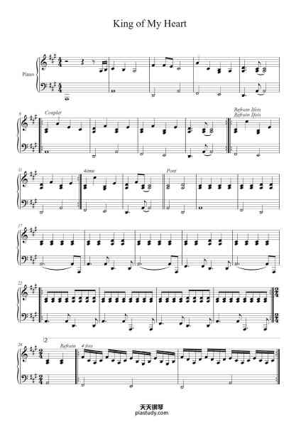 “King of My Heart”钢琴谱-John Mark McMillan-免费下载-天天钢琴