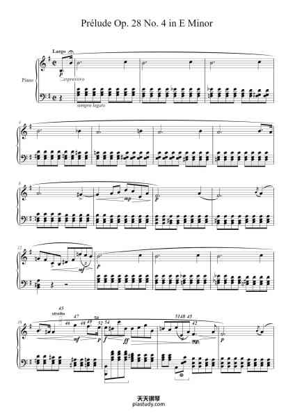 “Prélude Op. 28 No. 4 in E Minor – Chopin”钢琴谱-Frédéric François Chopin
(1810–1849)
-免费下载-天天钢琴