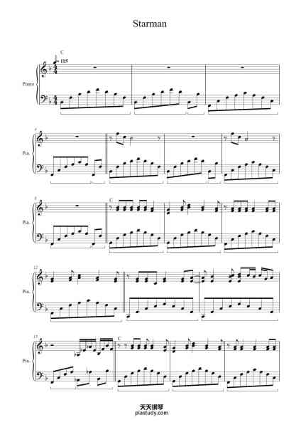 “Starman”钢琴谱-arr. Michael AKE-免费下载-天天钢琴