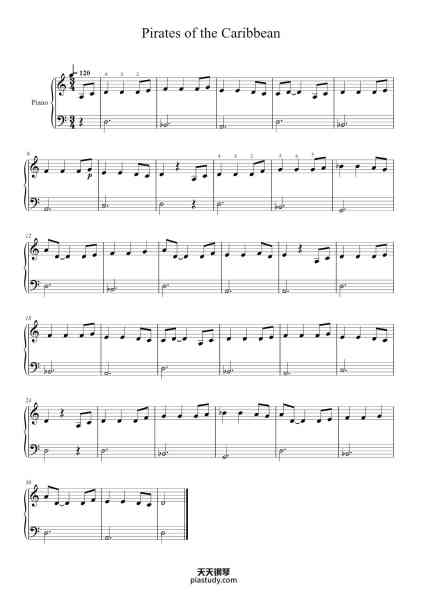 “Pirates of the Caribbean”钢琴谱-Carldith Saxdunn-免费下载-天天钢琴