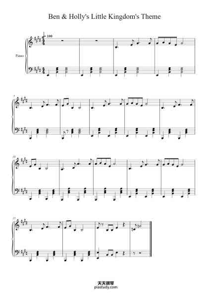 “Ben & Holly's Little Kingdom's Theme”钢琴谱-Julian Nott-免费下载-天天钢琴
