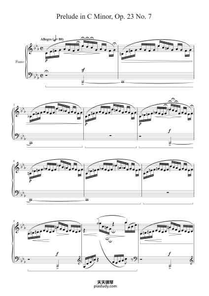 “Prelude in C Minor, Op. 23 No. 7”钢琴谱-Sergei Rachmaninov, Op. 23, No. 7-免费下载-天天钢琴