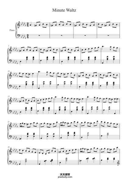 “Waltz in D-flat Major, Op. 64, No. 1 "Minute Waltz"”钢琴谱-Chopin-免费下载-天天钢琴