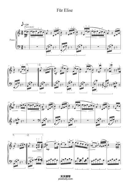 “Für Elise, WoO 59”钢琴谱-L. van Beethoven
edited by Verona-免费下载-天天钢琴
