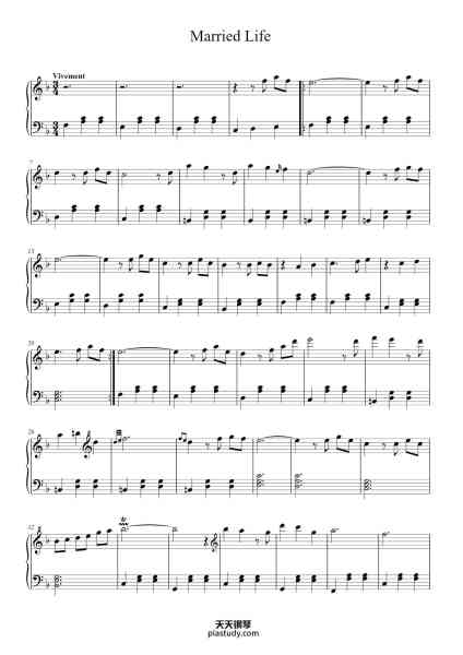 “Married Life (Theme from UP)”钢琴谱-Michael Giacchino-免费下载-天天钢琴