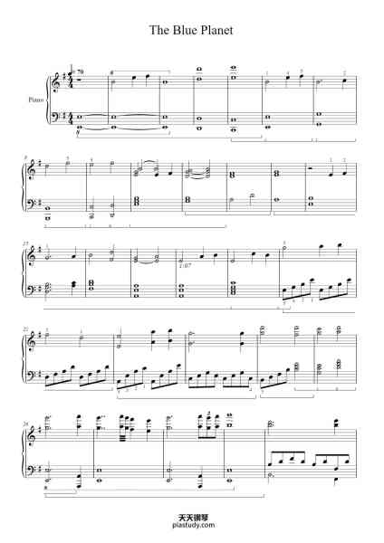“The Blue Planet”钢琴谱-Hans Zimmer, arranged by Andrew Davies-免费下载-天天钢琴