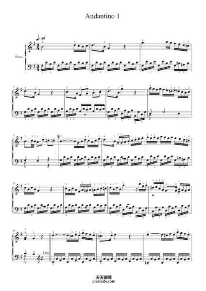 “Andantino 1”钢琴谱-Mozart-免费下载-天天钢琴