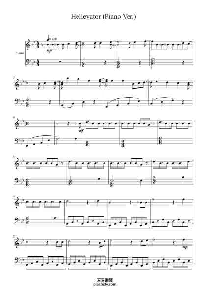 “Hellevator (Piano Ver.)”钢琴谱-Stray Kids Transcribed by XeRin-免费下载-天天钢琴