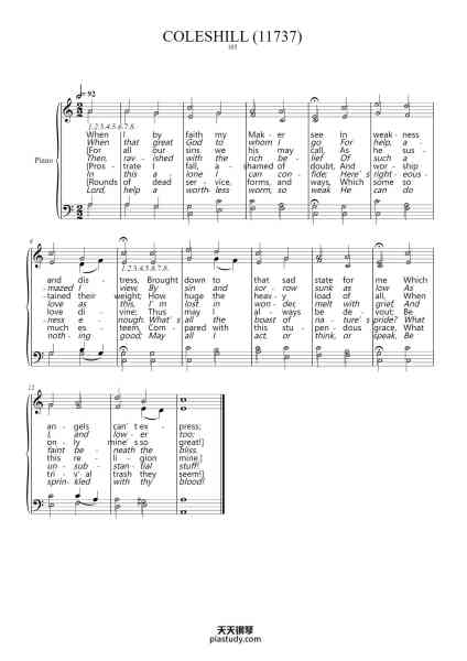 “When I By Faith By Maker See”钢琴谱-8.6.8.6 (C.M.)
COLESHILL (11737)
Barton's Psalms, 1706-免费下载-天天钢琴