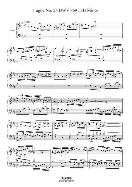 “Fugue No. 24 in B Minor, BWV 869”钢琴谱-Johann Sebastian Bach
(1685 - 1750)-免费下载-天天钢琴