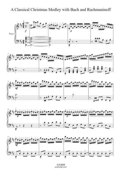 “A Classical Christmas Medley with Bach and Rachmaninoff”钢琴谱-Bach and Rachmaninoff-免费下载-天天钢琴