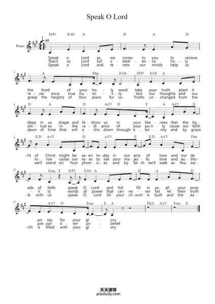 “Speak O Lord”钢琴谱-By Keith Getty-免费下载-天天钢琴