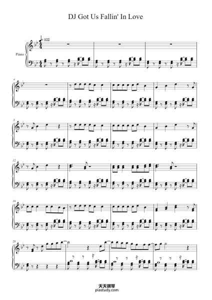 “DJ Got Us Fallin' In Love”钢琴谱-Arr. Maxwell Reichart-免费下载-天天钢琴