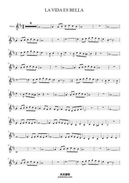 “LA VIDA ES BELLA”钢琴谱-Nicola Piovani-免费下载-天天钢琴