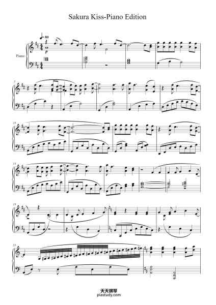 “Sakura Kiss-Piano Edition”钢琴谱-Chieko Kawabe-免费下载-天天钢琴