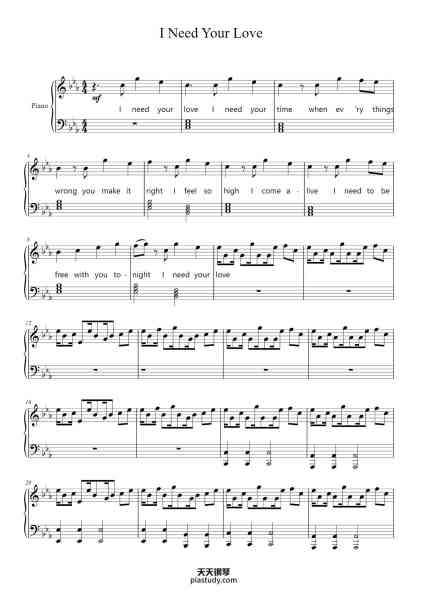 “I Need Your Love”钢琴谱-Blake Morris-免费下载-天天钢琴