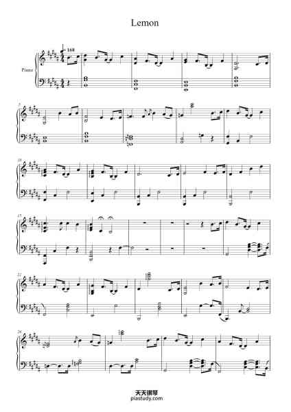 “Lemon”钢琴谱-Arr: marasy8-免费下载-天天钢琴