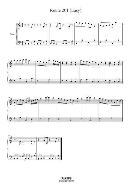 “Route 201 (Easy) - Pokémon Diamond/Pearl”钢琴谱-Original arrangement by Latios212
Easy version by PianoMan333-免费下载-天天钢琴