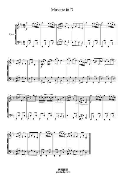 “Musette in D Major, BWV Anh. 126”钢琴谱-Johann Sebastian Bach-免费下载-天天钢琴