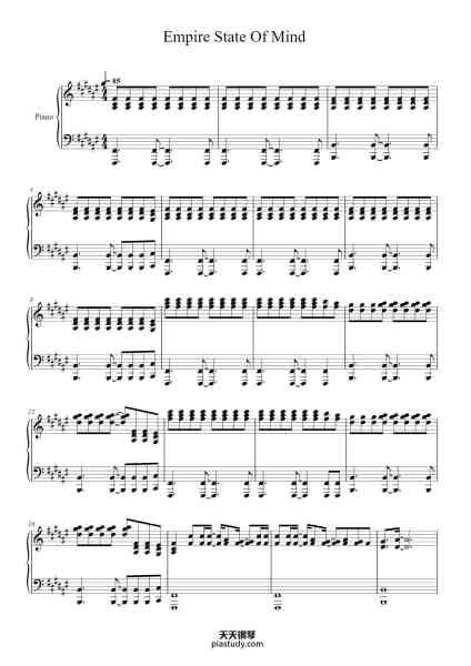 “Empire State Of Mind”钢琴谱-Alicia Keys-免费下载-天天钢琴