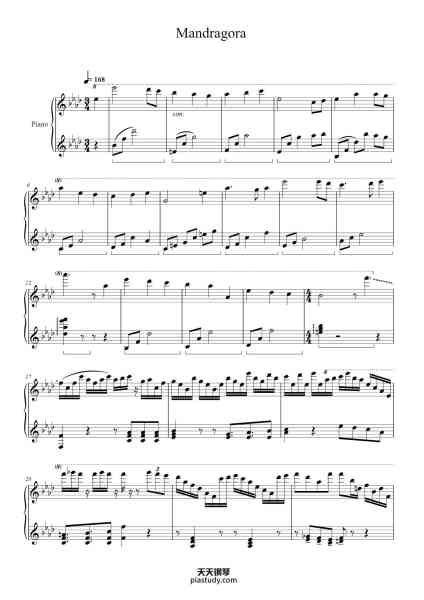 “Mandragora”钢琴谱-Miyolophone arr. LazyTotodile-免费下载-天天钢琴