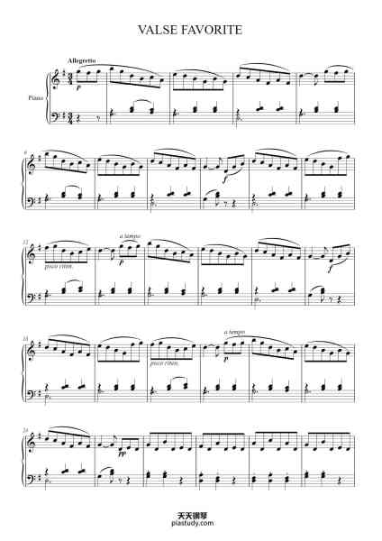 “Valses Favori”钢琴谱-Wolfgang Amadeus Mozart (1756-1791)-免费下载-天天钢琴