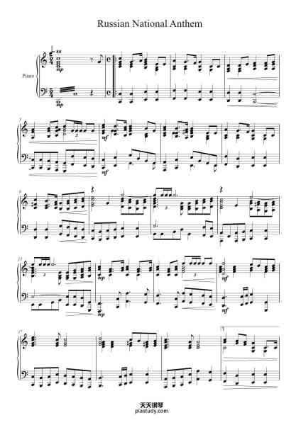 “Russian National Anthem”钢琴谱-Alexander Alexandrov-免费下载-天天钢琴