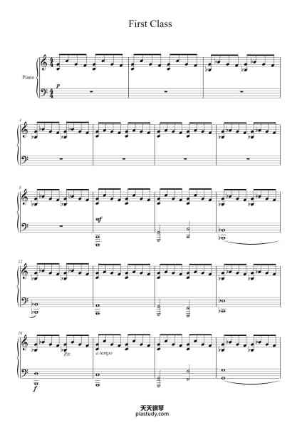 “First Class”钢琴谱-Henry Jackman Arr. Nitish Patel-免费下载-天天钢琴