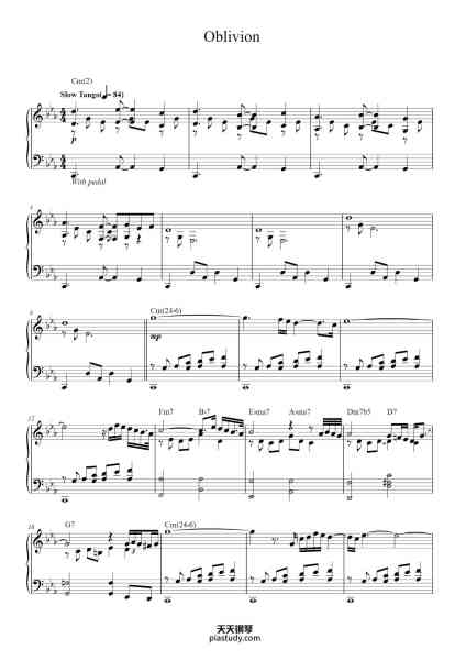 “Oblivion”钢琴谱-ASTOR PIAZZOLLA
Arranged by Mark Johnson-免费下载-天天钢琴