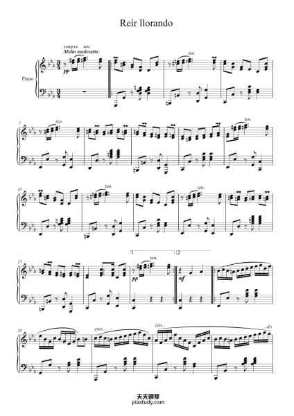 “Reír llorando”钢琴谱-Carlos Amable Ortiz-免费下载-天天钢琴